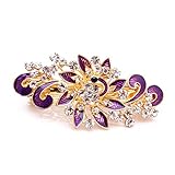 So Beauty Women's Multilayered Peacock Shaped Rhinestone French Barrette Hair Clip Purple