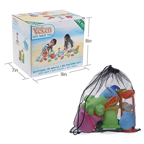 image for Veken Beach Sand Toys Set for Kids Toddlers, BPA Free Eco-Friendly TPE