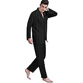 SIHA Mens Pajamas Set Satin Sleepwear Long Sleeve Loungewear Button-Down Pajamas for Men S-4XL