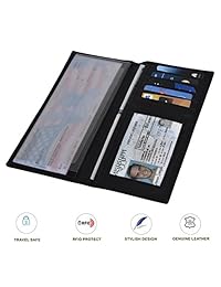 Funda de cuero para chequera para mujer - Registro estándar Cheques duplicados Tarjeta RFID Cartera delgada para hombre (Napa negra)