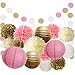 Bachelorette Party Decorations, Bachelorette Party Favors, Engagement Party Decorations - Party Decoration 17 Piece Kit by Gadeo Paper Flowers, Pom-Pom Lanterns, Banner, Variety of Colors, Multi Use