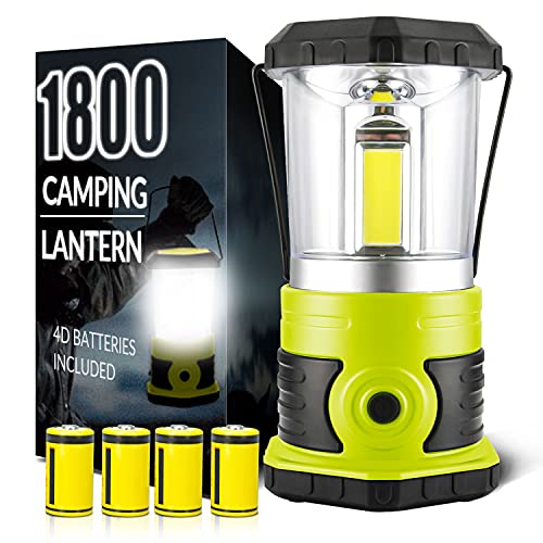 LED Camping Lantern, COB Battery Lantern 4D Batteries Included 1800LM