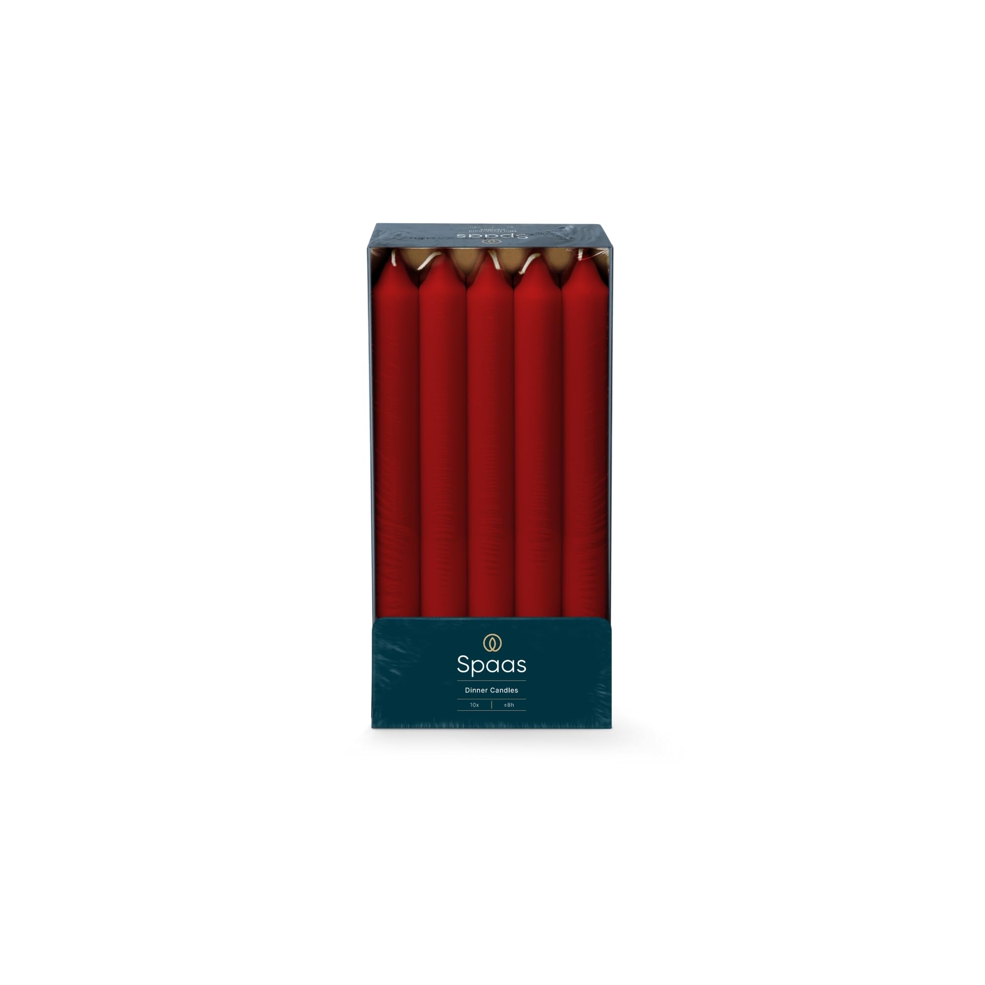 Spaas Unscented Dinner Candles 21/240mm, 8 Hours, 10 Pieces, Red