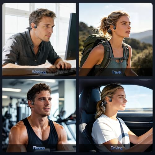 Bone Conduction Bluetooth 6.0 Earphones, IPX6 Wireless Bone Headset | Bone Conduction Open Ear Headphones with Mic,Open Ear Sport Earphones for Running, Cycling and Fitness