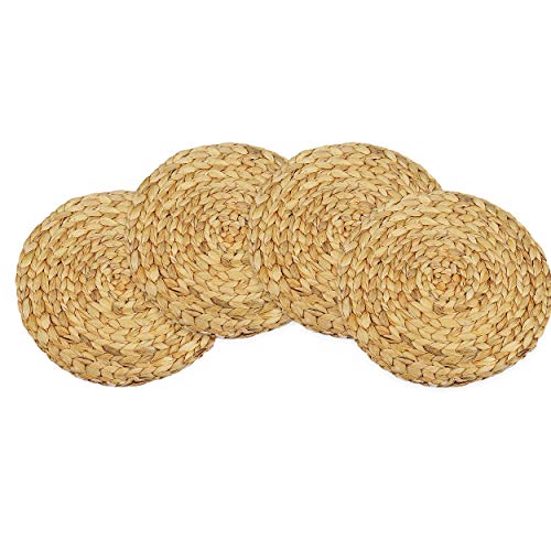 Water Hyacinth Placemats (Set of 4) 11.8” Braided Round Rattan
