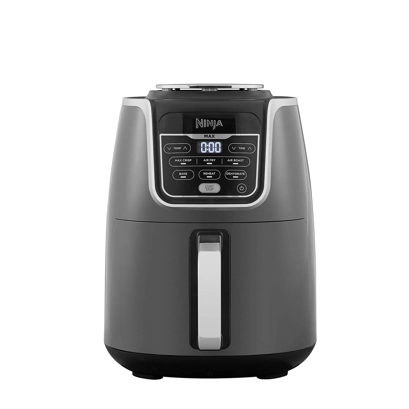 Ninja Heißluftfritteuse MAX [AF160EU], 6 Garfunktionen, 1750 W, Antihaft-Keramikbeschichtung, 1 großes Frittierfach, 5,2 Liter, 55prozent Energiekosten sparen, Grau/Schwarz