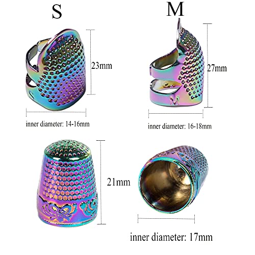 GYGYL 4Pcs Sewing Thimble, Sewing Thimble Finger Protector, Accessories DIY Sewing Tools (2 Style, Dazzle)