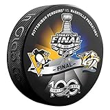2017 STANLEY CUP FINALS PUCK DUELING TEAMS PREDATORS VS. PENGUINS CHAMPIONSHIP SERIES PUCK