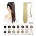 BARSDAR Bleach Blonde Straight Ponytail Extension - 26 Inch Long Straight Wrap Around Ponytail for Women, Clip in Ponytails Hair Extensions Synthetic Blonde Pony Tails Hairpieces Daily