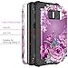 LONTECT Compatible Galaxy S7 Case Floral 3 in 1 Heavy Duty Hybrid Sturdy High Impact Shockproof Protective Cover Case for Samsung Galaxy S7, Black/Purple Flower