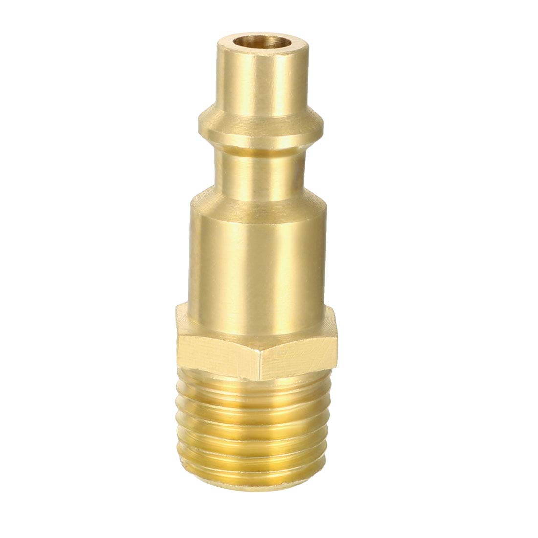 sourcing map High-Flow Plug, Brass Quick Coupler Plug Air Hose Fitting Quick-Connect Fitting, 1/4" NPT Male Plug