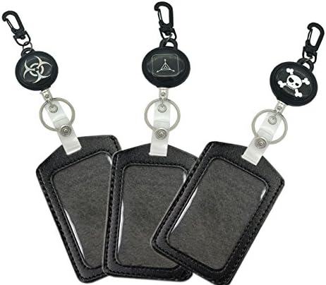 lotusflowert Retractable Badge Holder Duty Carabiner Badge and Key Reel with Badge Clip (Pack of 3)