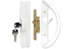 Patio Sliding Door Handle Set with Mortise Lock, Key Cylinder and Face Plate, Full Replacement Handle Lock Set Fits Door Thic