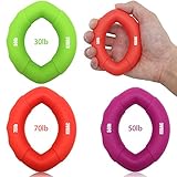 Kidac Hand Grip Strengthener Rings Grip Strength Trainer Ergonomic Silicone Hand Grip Exerciser Strengthen Your Grip and Forearms for Men Women of All Ages (A Set of 3 pcs 30-50 - 70LB)