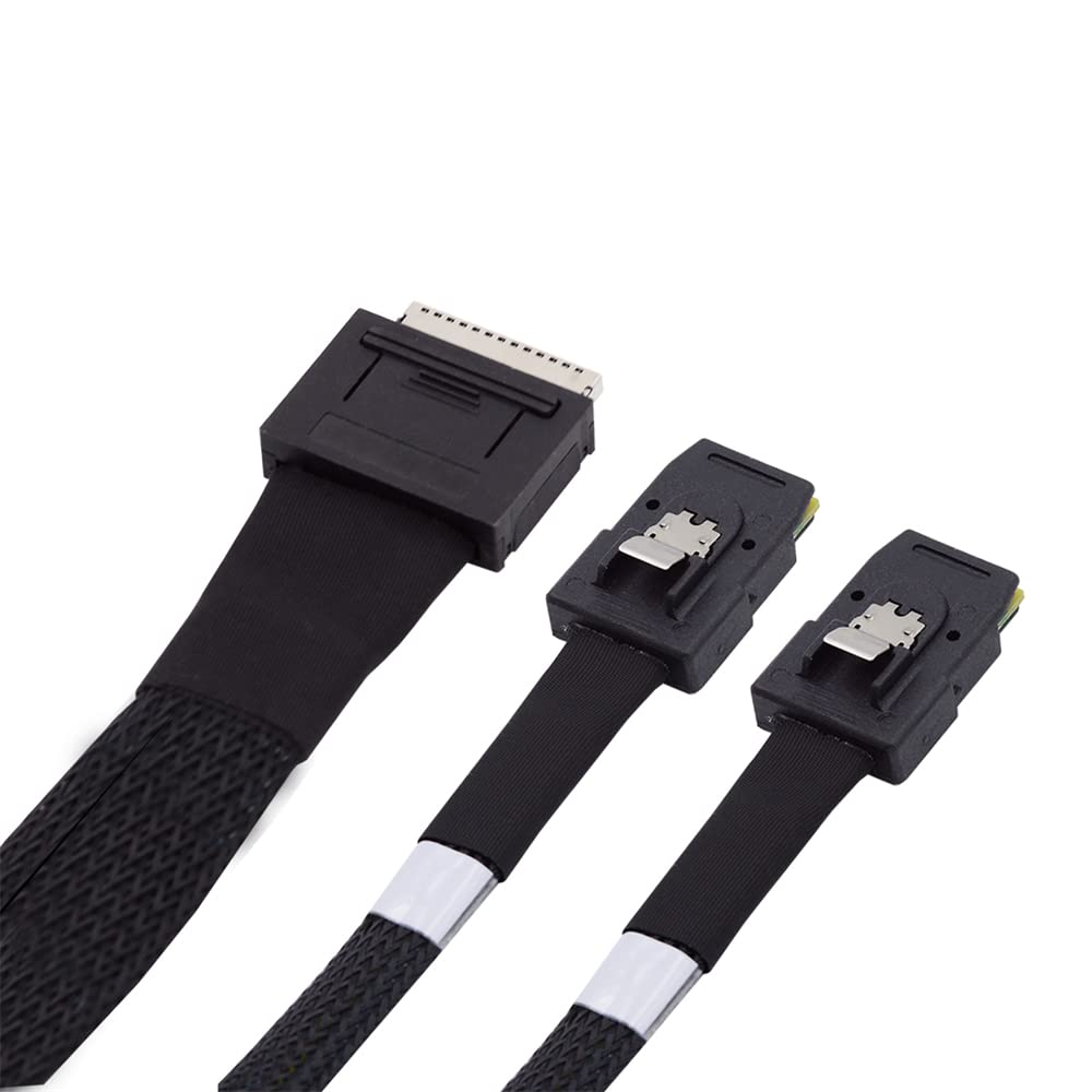 NFHK 50cm PCIe PCI-Express SFF-8611 8x 8-Lane to Dual SFF-8087 4x SSD Data Active Cable
