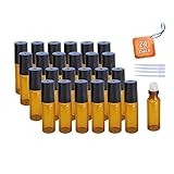 24 pcs Glass Roll-on Bottles with Stainless Stell