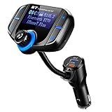 HiGoing Bluetooth FM Transmitter for Car, Wireless Radio Adapter Receiver with QC3.0 USB Ports, 1.7 Inch Disply and Hand-Free Calling, Suport TF Card, AUX Output/Input
