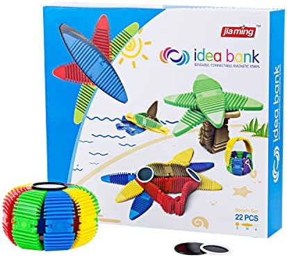 OleFun 3D Assembly puzzle ,Magnetic Blocks Toys, Connectable Building Tiles Set,Flexible Magnetic Construction Kit for Kids - Beach Set (22 PCS),New Year gift