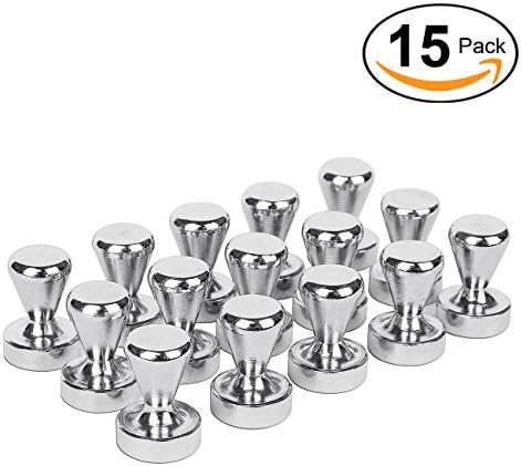 15 Pack Brushed Nickel Magnetic Push Pins , Push Pin Magnets, Perfect for Office, Home, Maps,Whiteboard,Refrigerator, Dry Erase Board Magnets & More!