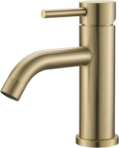 Ibergrif Brushed Nickel Bathroom Basin Mixer Tap Single Hole Lever (Gold