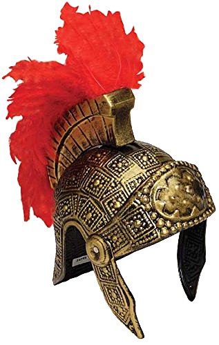 Roman Trojan Warrior Spartan Soldier Costume Helmet with Red Feather