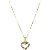 Ryinvaley 18k Gold Plated Heart Necklace for Women, Women's Charm Necklaces,Stainless Steel Gold Heart Pendant Necklace for Women,16-18 Inches Adjustable Chain,Trendy Jewelry Gifts