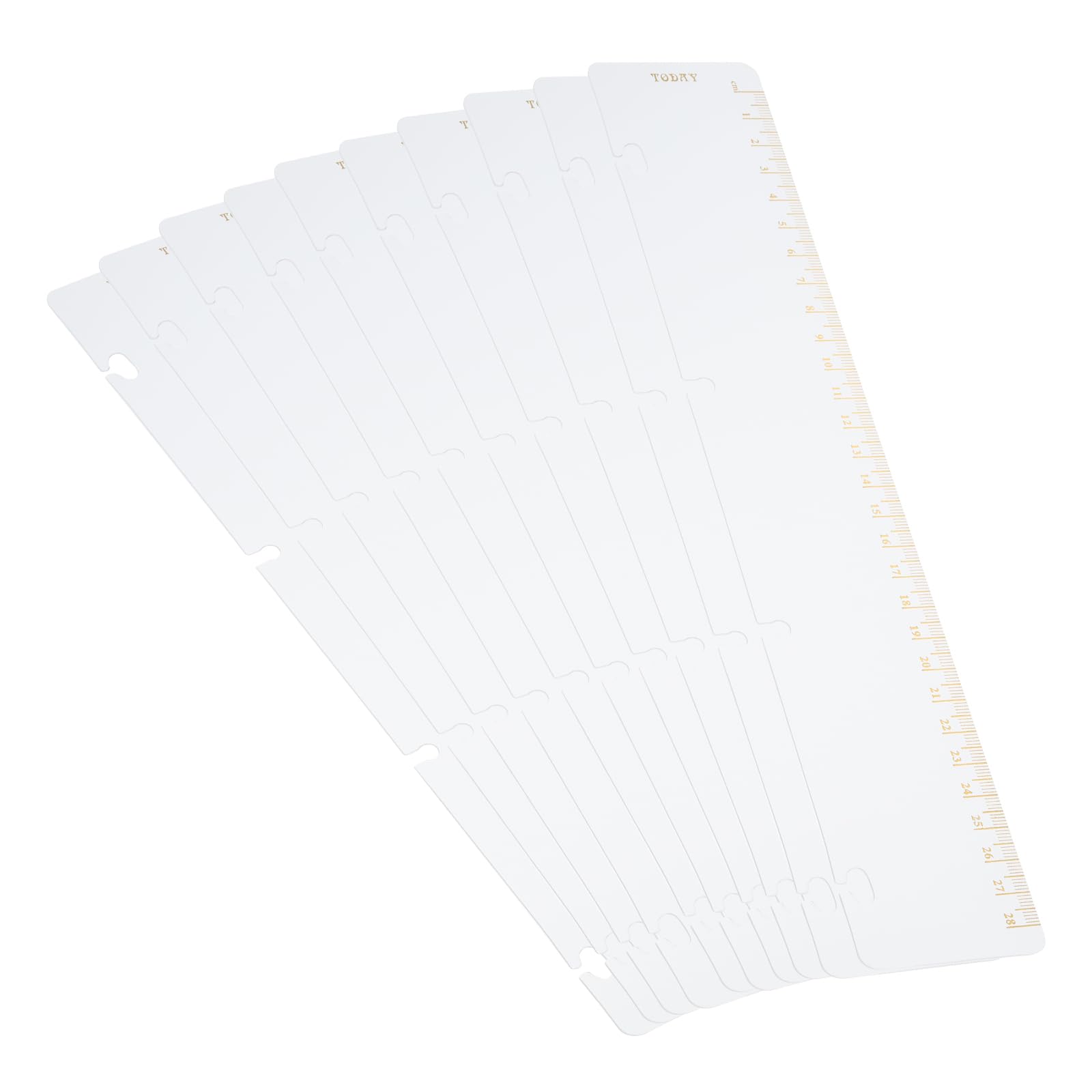 PATIKIL 11.8"x2.2" Bookmark Ruler, 10 Pack Snap-in Ruler Page Marker Book Mark Measuring Tools for A4 Binder Notebook, Gold