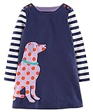 Fiream Girls Cotton Long Sleeve Dress(Blue,6)
