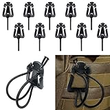 MOLLE Web Dominators with Elastic String, durable Tactical Strap Management Tool, Backpack Accessories, Tactical Gear Clip, Multipurpose Fastener (Black, 4pc)