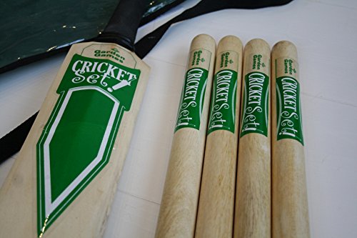 Garden Games Wooden Junior Cricket Set -Size 3 Junior Cricket Bat, Wooden Stumps, Ball with A Carry Bag