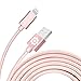 Lightning Cable, iPhone 6S Charger Rose Gold, 2 Pack 6.6 Feet F-color Long Braided Apple Certified Lightning to USB Cable for iPhone 6S 6 Plus 5 5S 5C SE 2016, iPad Air 3 Mini 4, iPad Pro Rose Pink 2M