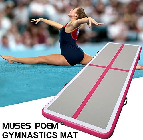 Muses Poem Inflatable Airtrack Gymnastic Tumbling Air Floor For Home use, Gymnastics Training, Taekwondo, Cheerleading with Free Electric Pump (Pink, 3.28'Lx1.97'Wx0.33'H(1mx0.6mx0.1m))