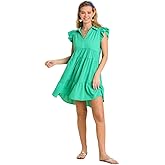 Umgee Tiered Short Dress with Flutter Sleeves & Collar No Lining