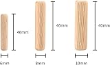 Gunwon 21Pcs Wooden Dowel Pins 6mm 8mm 10mm 40mm Hardwood Dowels Set view 2