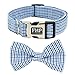 Fourhorse Cute Soft Dog and Cat Collar with Bowtie, Detachable Adjustable Bow Tie Collar Pet Gift (L, Blue Grid)