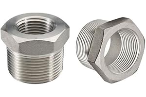 Beduan Stainless Steel Reducer Hex Bushing, 1/2" Male NPT to 1/4" Female NPT, Reducing Cast Pipe Adapter Fitting(Pack of 2)