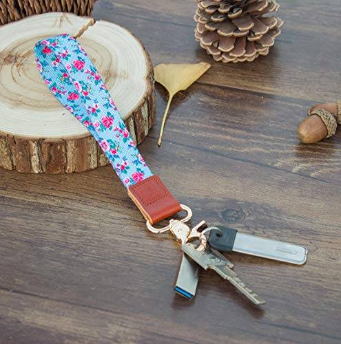 SENLLY Rose Hand Wrist Lanyard Premium Quality Wristlet Strap with Metal Clasp and Genuine Leather, for Key Chain, Cell Mobile Phone, Camera, Charms, Lightweight Items etc