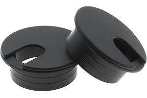LBTODH 1-1/2 Inch (38 mm) U-Shaped Opening Desk Grommet 2 Pcs ABS Plastic Cable Hole Cover Cable Cord Grommet to Arrange Wires & Cords Through Computer Table/Countertops (Black)
