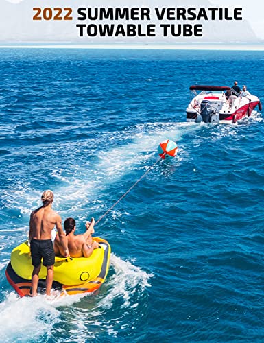 Swonder 3 Person Towable Tube for Boating with Sit & Kneel Positions, Heavy Duty 3 Rider Water Tubes for Boats to Pull for Youth Adult Watersports
