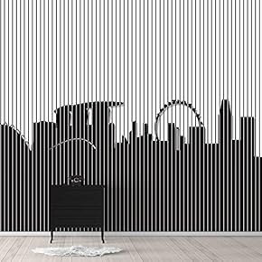 Wall Murals for Bedroom Abstract Black and White Building Removable Wallpaper Peel and Stick Wall Stickers - 66x96 inches