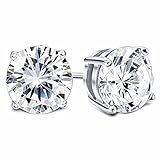 Sllaiss Set with Swarovski Zirconia Stud Earrings for Women Made of Sterling Silver Round-Cut 4-Prongs CZ 1.00cttw~8.00cttw Hypoallergenic