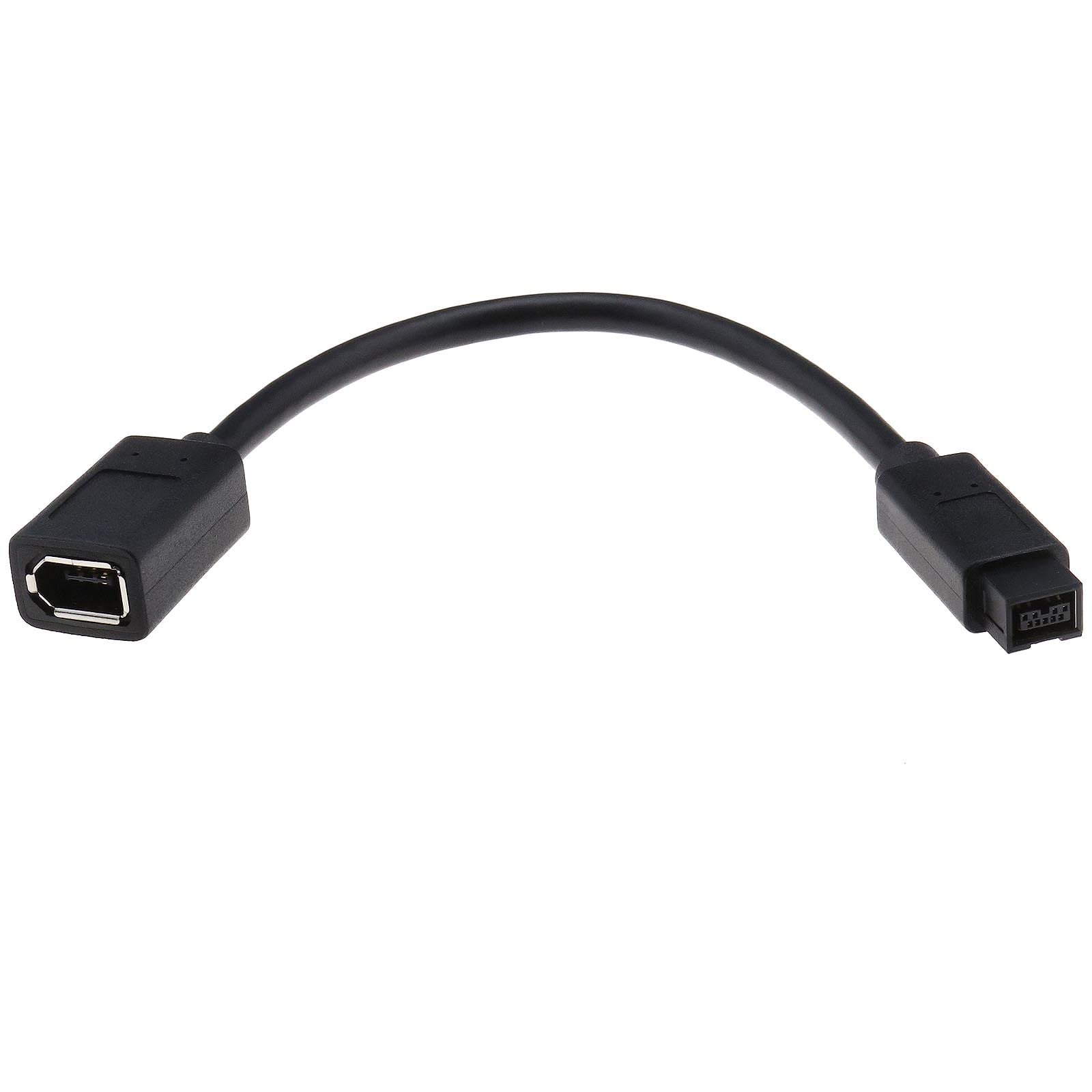 ECSiNG IEEE 1394 6Pin Female to 1394 9Pin Male Firewire 400 to 800 Cable Data Transfer Adapter Converter Cable Compatible with MacBook Pro 22cm Black