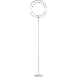 Brightech Eclipse LED Floor Lamp - Super Bright & Dimmable Modern Light For Living Room Or Office Tasks - Contemporary, Tall Standing Pole Lamps - Cool Look, Adjustable-Position Ring Lighting - Silver