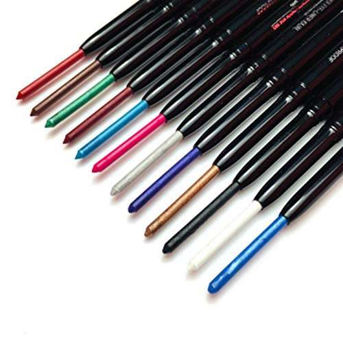 12 Kinds Of Color Eyeliner Pen, Eyebrow Pen,Eye Shadow Pencil , Lip Line Pen, Eyelid Pad, Pencil Makeup Set Tool 12PCS (Multicolor)