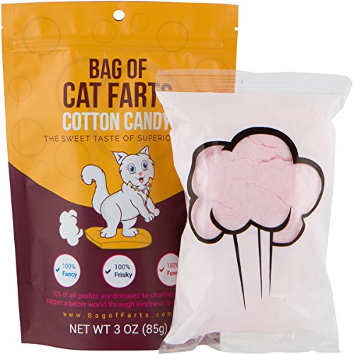 Bag of Farts Cotton Candy Funny for All Ages Unique Stocking Stuffer White Elephant Gag Gift for Friends, Mom, Dad, Birthday Girl, Boy (Cat)