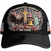 250th Anniversary Baseball Cap American 1776-2026, Patriotic Flag and Cross Print Hat, Vintage Dad Cap for Men Women