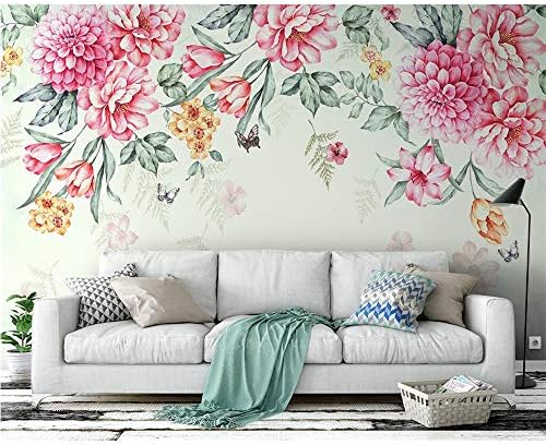 GMYANBZ Custom Wallpaper Small Fresh Modern Plants Flowers Butterfly Pastoral Tv Background Living Room Bedroom 3d Wallpaper