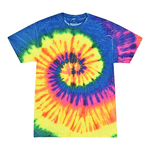 Colortone Tie Dye T-Shirt MD Neon Rainbow, Unisex Tie Dye for Kids