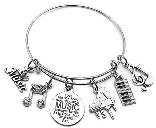 Kit's Kiss Piano Bracelet, Piano Jewelry, Music Bracelet, Musical Note Bracelet, Music Jewelry, Music Charm, Piano Charm, Piano Keyboard Charm, Music Lover Gift, Music Gift, Piano Bangle Bracelet - Thumbnail 4