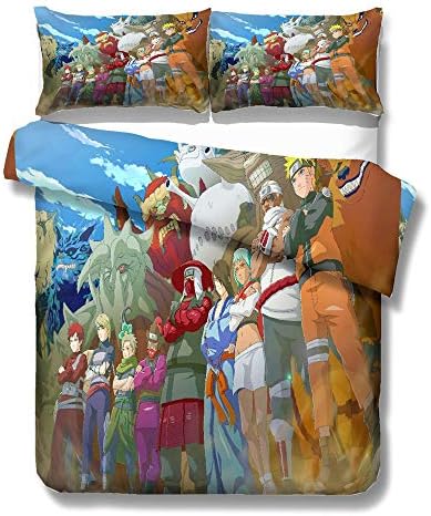 CHUNHUA Naruto Stylish and comfortable Bedding Duvet Set Duvet Cover Plus 2 Pillow Cases Luxurious Soft Quality Anti-Wrinkle Fading and Anti-Fouling